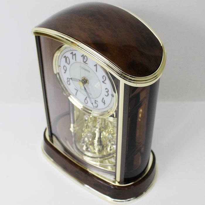 シチズン リズム 電波置き時計 パルアモールR658N 茶色木目仕上