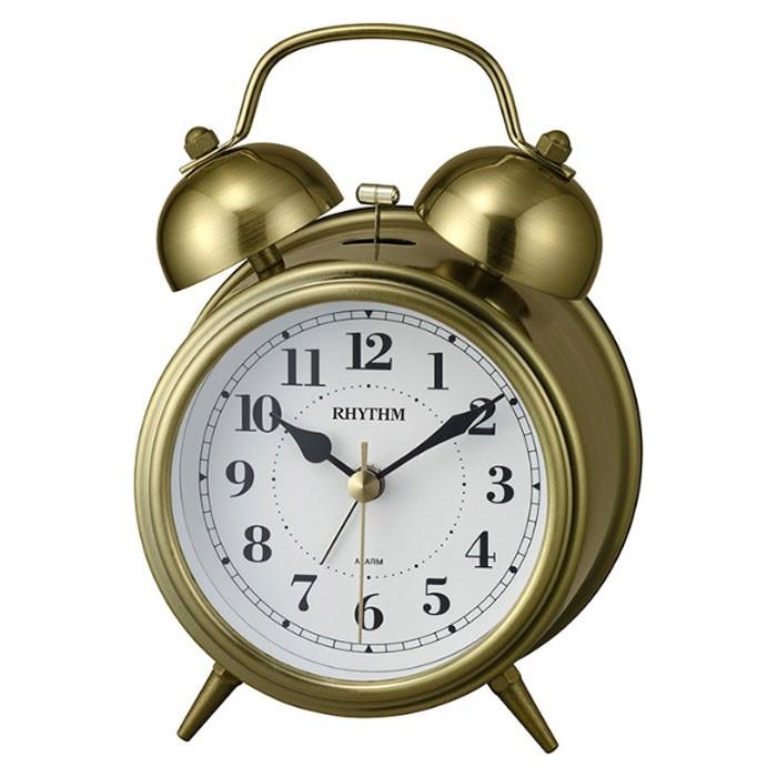 リズム 目覚まし時計 おしゃれなツインベル 連続秒針 金色 コールマン