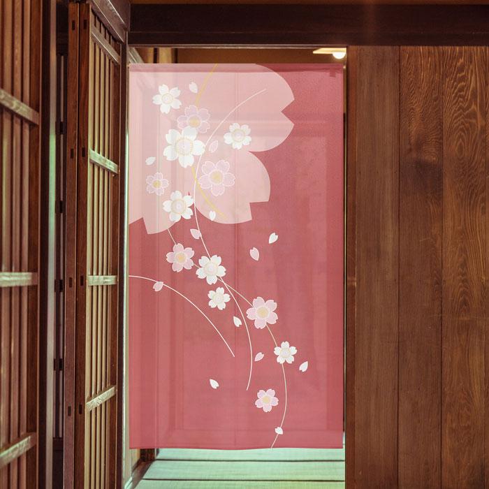 のれん 線桜 日本製 和柄 和風 春 85X150cm 95121 コスモ 目隠し のれん 線桜 日本製 和柄 和風 春 85X150cm 95121 コスモ 目隠し