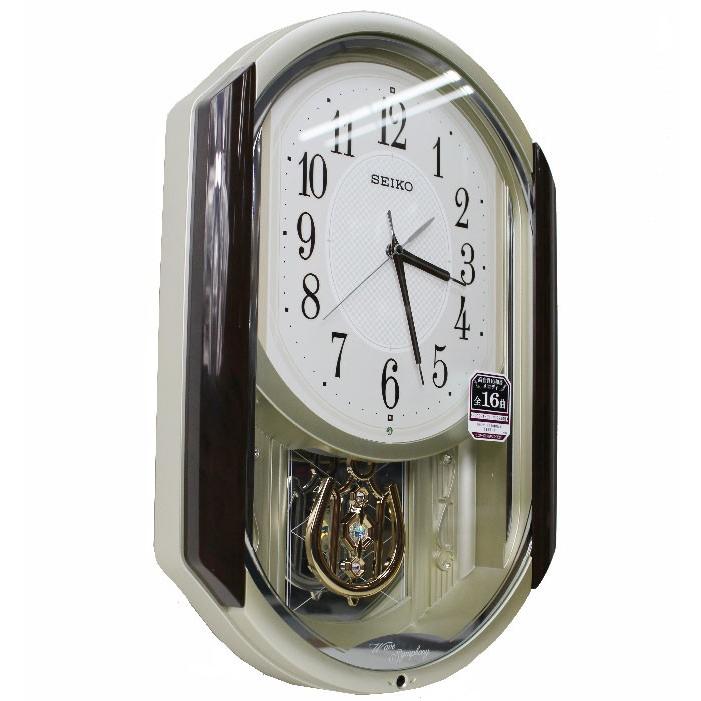 SEIKO（セイコー） 送料無料 訳あり特価 ゆっくり振り子 アミューズ時計 電波掛け時計 茶マーブル模様光沢仕上げ AM264B【動画あり ...