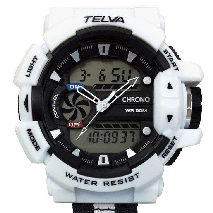 TELVA クレファーTELVA テルバ ハンギングウオッチ アナデジウオッチ カラビナ 時計 CB-AD078-BK/CB-AD078-WT