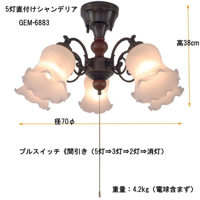シーリングライト 5灯直付け LED電球対応 電球なし GEM-6883 シーリングライト 5灯直付け LED電球対応 電球なし GEM-6883
