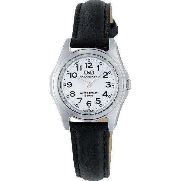 シチズン CITIZEN Q&Q SOLARMATE 腕時計 ソーラー電源 黒合皮ベルト ホワイト H009-304 レディース｜mokubakagu