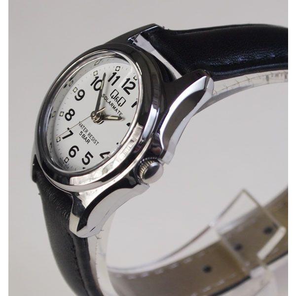 シチズン CITIZEN Q&Q SOLARMATE 腕時計 ソーラー電源 黒合皮ベルト ホワイト H009-304 レディース｜mokubakagu｜05