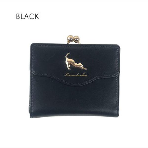 伸び猫2つ折りがま口財布 JW-0635 リラックスした猫が可愛い がま口×2