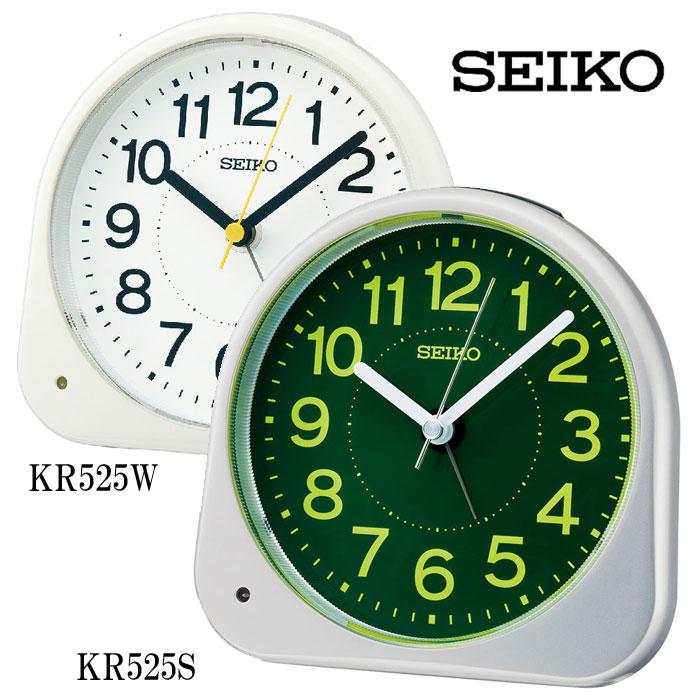 セイコー 目覚まし時計 置き時計 夜でも見える 銀色メタリック KR525S
