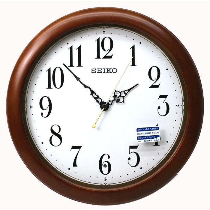 SEIKO（セイコー） 電波掛け時計 電池切れ予告機能 丸型 木枠 茶木地