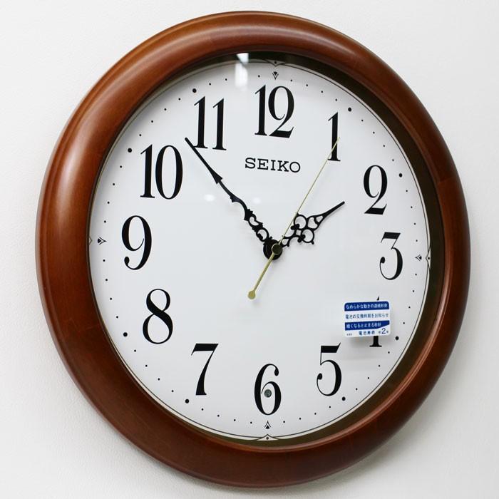 SEIKO（セイコー） 電波掛け時計 電池切れ予告機能 丸型 木枠 茶木地