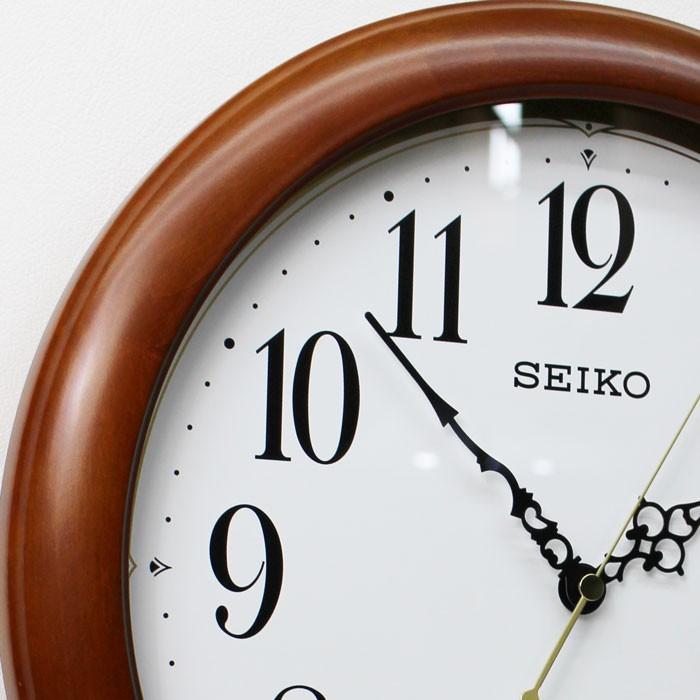 SEIKO（セイコー） 電波掛け時計 電池切れ予告機能 丸型 木枠 茶木地
