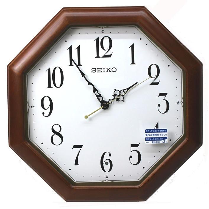 SEIKO（セイコー） 電波掛け時計 電池切れ予告機能 八角 木枠 茶木地