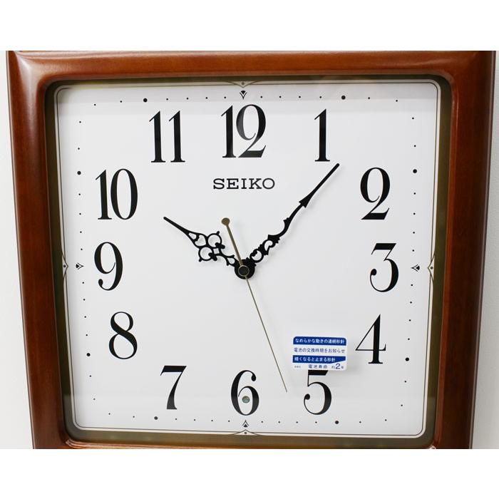 SEIKO（セイコー） 電波掛け時計 電池切れ予告機能 四角 木枠 茶木地