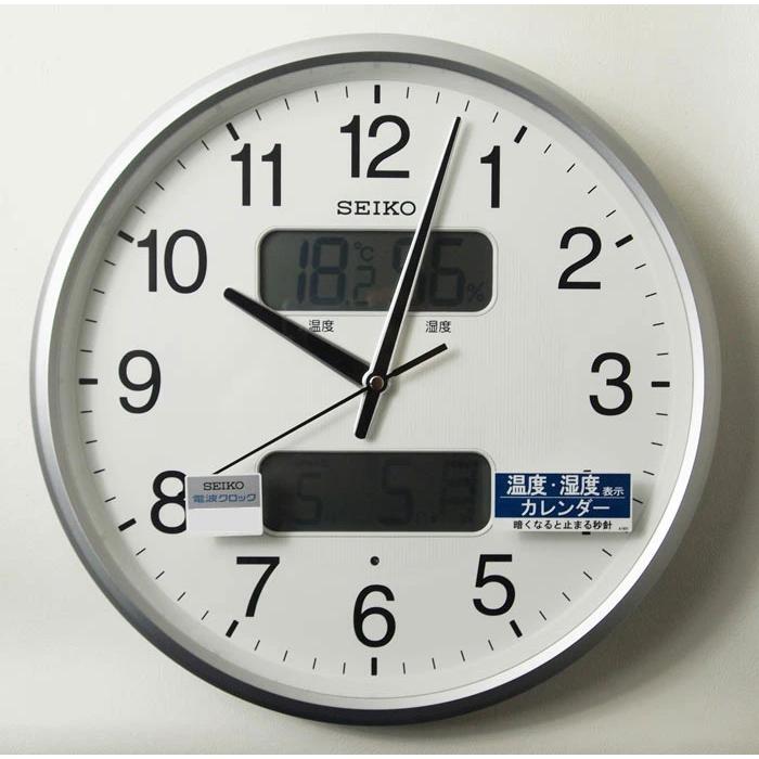 セイコー 電波掛時計 カレンダー 温度湿度表示 茶メタリックKX383B