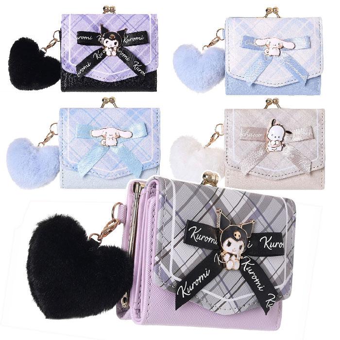 サンリオ 三つ折りがまぐち財布 口金ミニ財布 リボンプレート チャーム