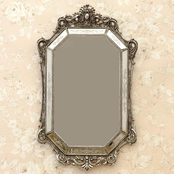ロココデコ ウォールミラー Silver シルバー 壁掛鏡 アンティーク