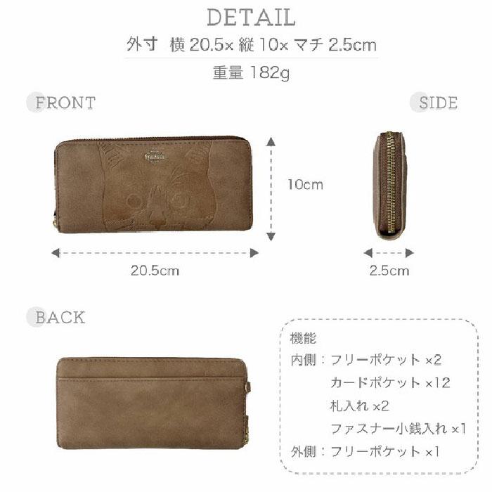 神保町にゃんこ堂 ラウンドファスナー長財布 ND-0081 にゃおず 猫 ネコ