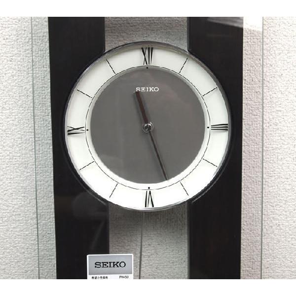SEIKO（セイコー） 掛け時計 黒檀突板貼り 曲面ガラス 木枠 クオーツ