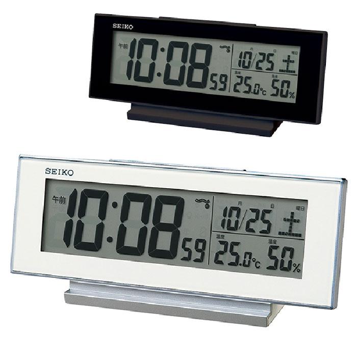 セイコー 電波目覚まし時計 デジタル 温湿度計付 SQ324W/SQ324K : 木馬