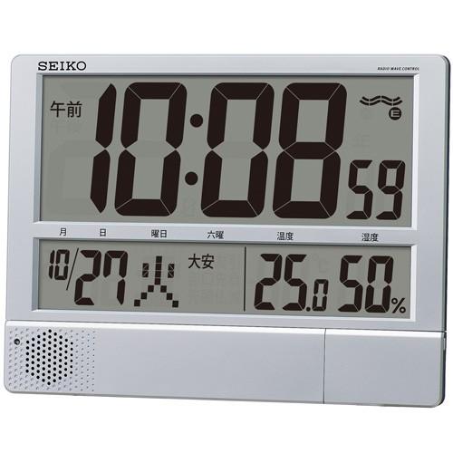 セイコー プログラム機能付 大型デジタル 掛け置き兼用電波時計 温度表示 湿度表示   SQ434S｜mokubakagu