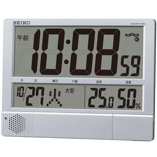 SEIKO - セイコー 放送番組役立つこと付 大型デジタル 掛け置き兼用電磁波時辰儀 体温見せびらかす 湿度見せびらかす   SQ434S 家具、インテリア-目覚まし時計