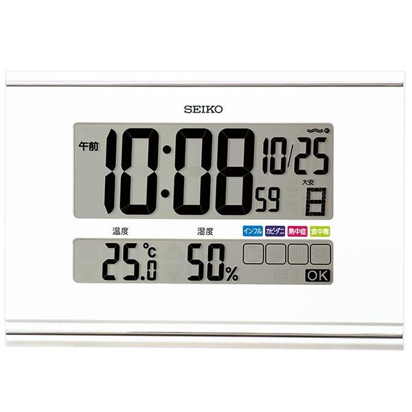 SEIKO セイコークロック 快適環境NAVI デジタル カレンダー 掛置き兼用 SQ445W｜mokubakagu