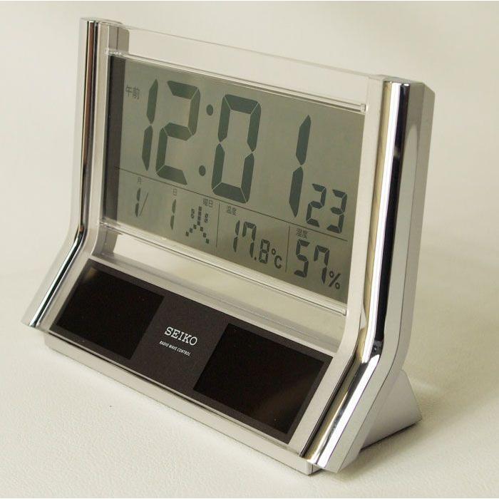 SEIKO（セイコー） ハイブリッドソーラー デジタル 電波置き時計 温度 