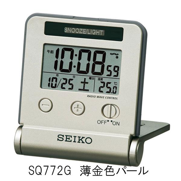 セイコー トラベルクロック トラベラ 電波デジタル時計 目覚まし時計 自動点灯 スヌーズ カレンダー 温度表示 コンパクト SQ772G/SQ772W｜mokubakagu｜02