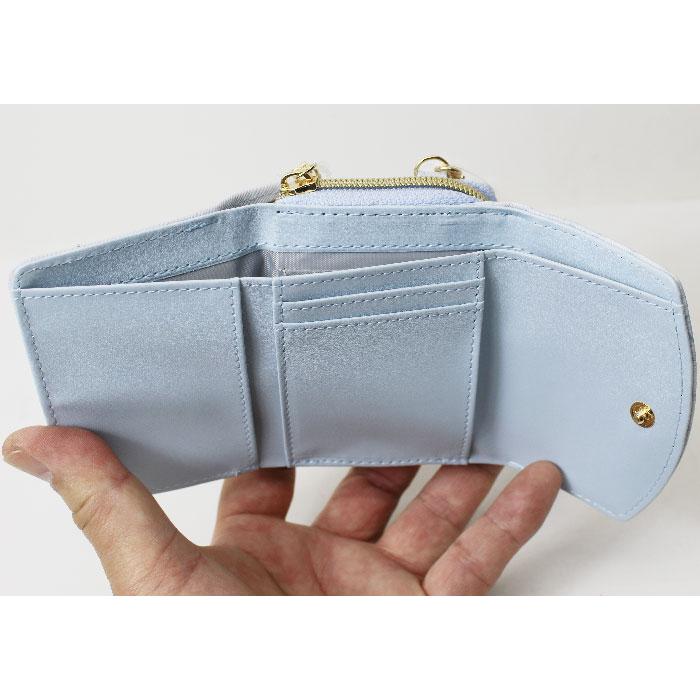 三つ折り財布 シマエナガ ミニ財布 WC24042 ブラック/ベージュ