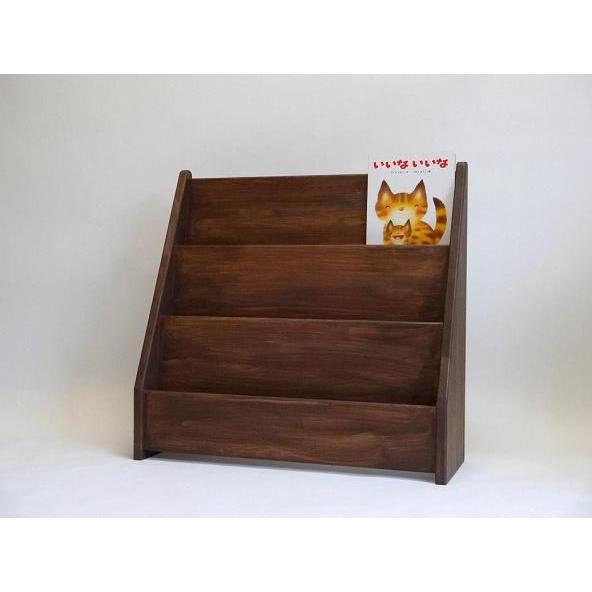 絵本棚3段（M）アンティーク風 マガジンラック・絵本たて 塗り絵本