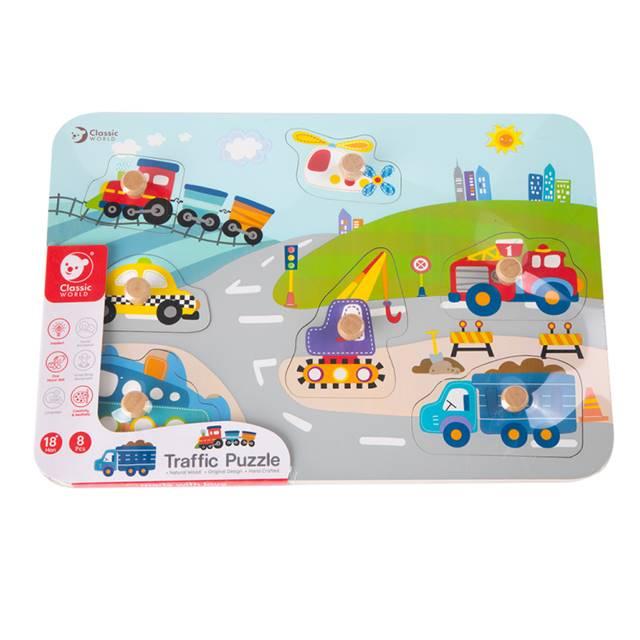 型はめ パズル つまみ付き 木のおもちゃ 車 電車 乗り物 知育玩具 1歳