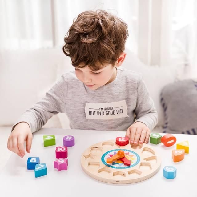 時計 知育玩具 数字 3歳 4歳 パズル 型はめ 木のおもちゃ チクタク時計
