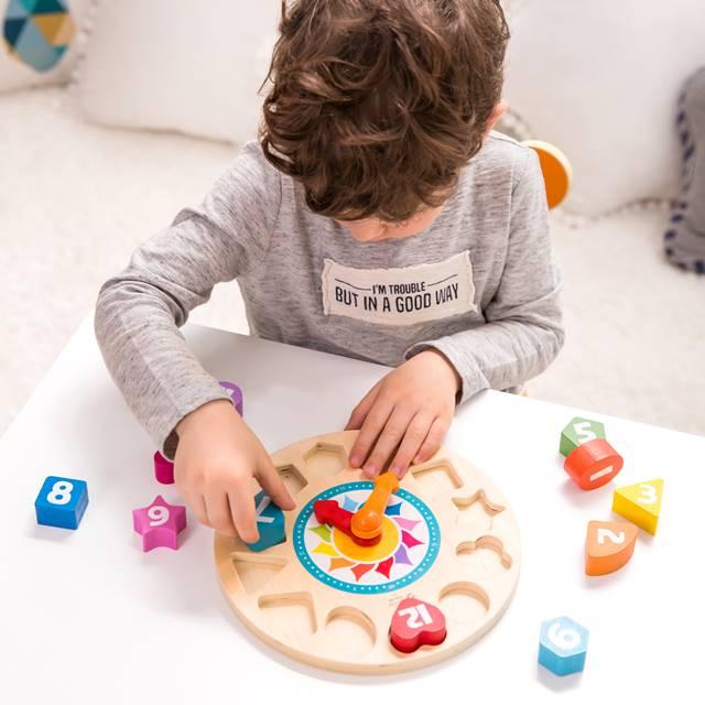 時計 知育玩具 数字 3歳 4歳 パズル 型はめ 木のおもちゃ チクタク時計