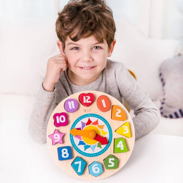時計 知育玩具 数字 3歳 4歳 パズル 型はめ 木のおもちゃ チクタク時計