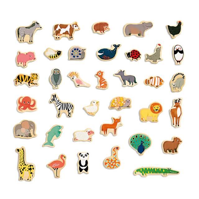   陶器製 フィギュア 2体セット 子供と動物 DJECO（ジェコ） マグニモ マグネット 動物 磁石 ホワイトボード 子供