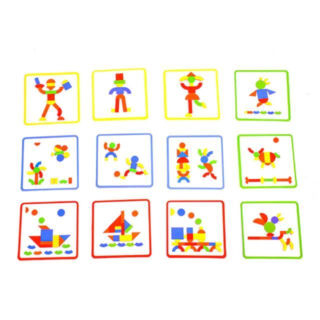 ジオフォーム セット ボックス タングラム パズル 木製 図形 磁石 マグネット 4歳 5歳 知育玩具 誕生日 プレゼントの画像