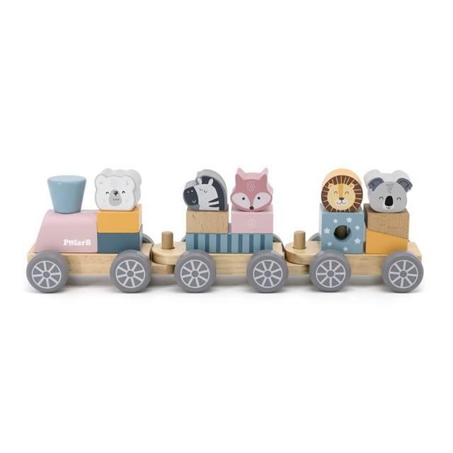 車の乗り物＆積み木 ★ 木製 おもちゃ 知育玩具 つみきトレイン 木のおもちゃ 電車 列車 積み木 指先 知育玩具 1歳半 2