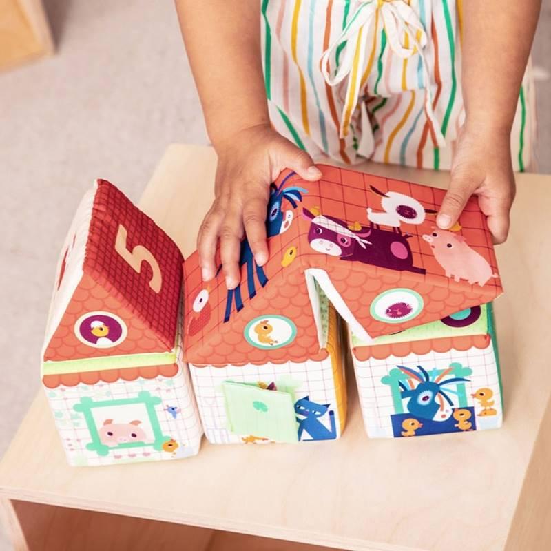 おもちゃ 赤ちゃん 積み木 柔らかい 布おもちゃ リリピュション 布製ブロックセット ファームハウス｜mokuguru｜10