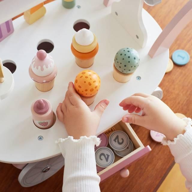 おままごとセット アイスクリーム お店屋さんごっこ 木のおもちゃ 3歳 4歳 誕生日 プレゼント アイスワゴン クリスマスプレゼントの画像