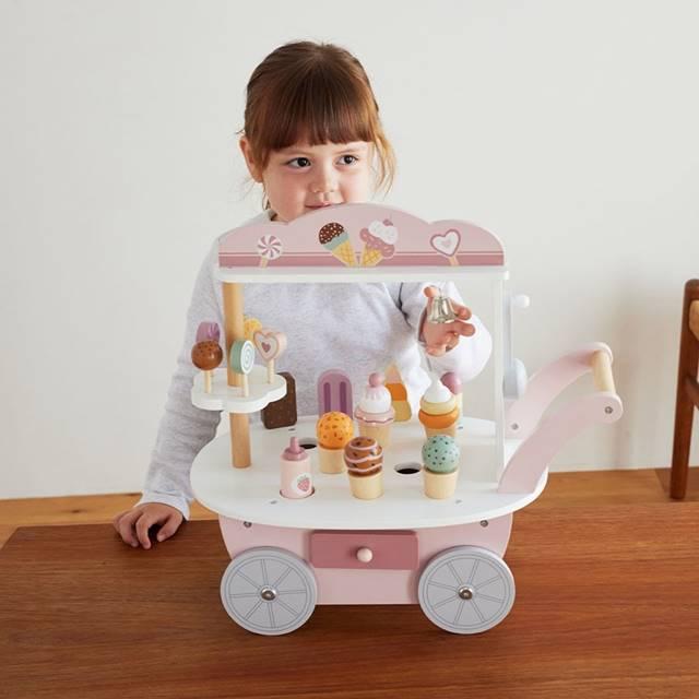 おままごとセット アイスクリーム お店屋さんごっこ 木のおもちゃ 3歳 4歳 誕生日 プレゼント アイスワゴン クリスマスプレゼントの画像