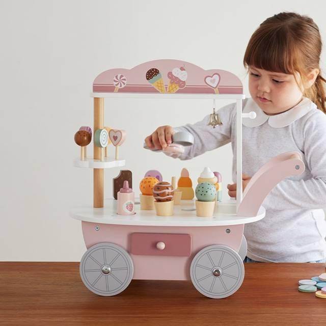 おままごとセット アイスクリーム お店屋さんごっこ 木のおもちゃ 3歳 4歳 誕生日 プレゼント アイスワゴン クリスマスプレゼントの画像