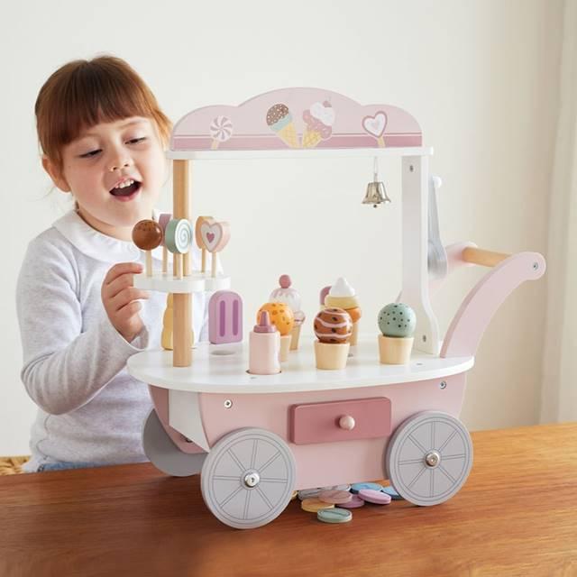 おままごとセット アイスクリーム お店屋さんごっこ 木のおもちゃ 3歳 4歳 誕生日 プレゼント アイスワゴン クリスマスプレゼントの画像