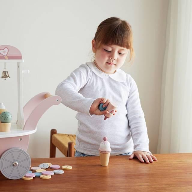 おままごとセット アイスクリーム お店屋さんごっこ 木のおもちゃ 3歳 4歳 誕生日 プレゼント アイスワゴン クリスマスプレゼントの画像