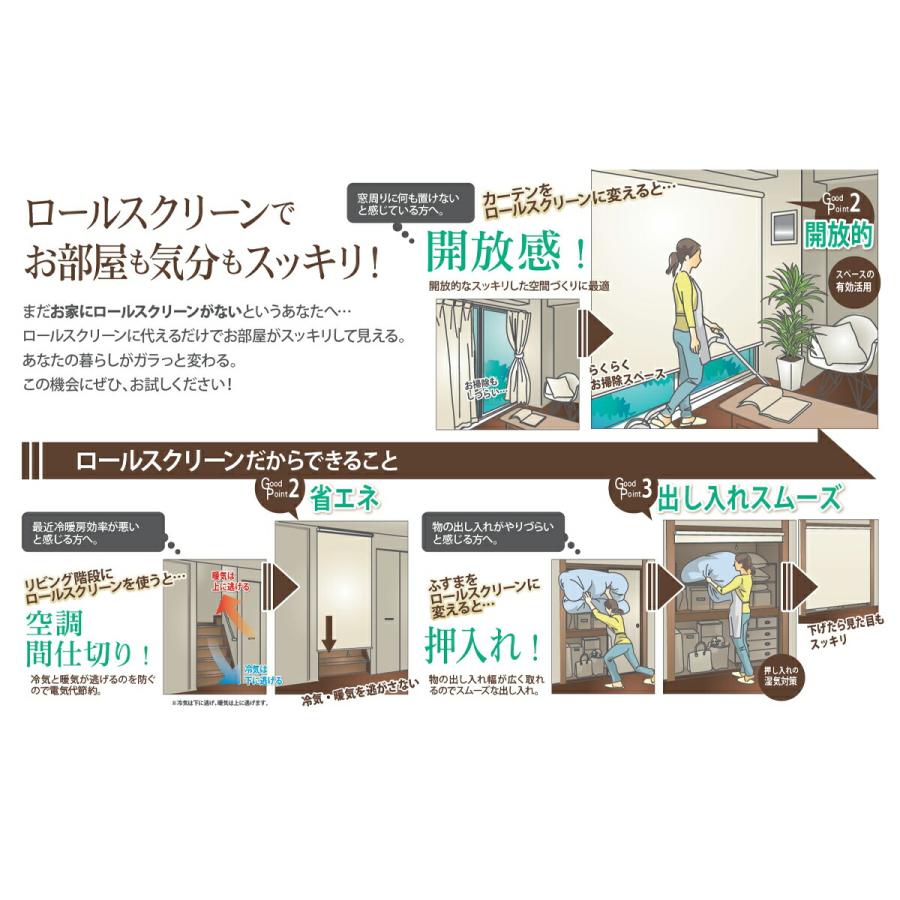フルネス（Fullness） ロールスクリーン つっぱり式 強力無地タイプ 幅