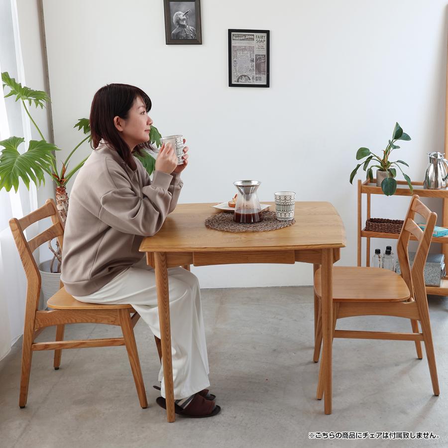 ダイニングテーブル オーク 天然木製 幅80 奥行80 高さ72cm 机 つくえ