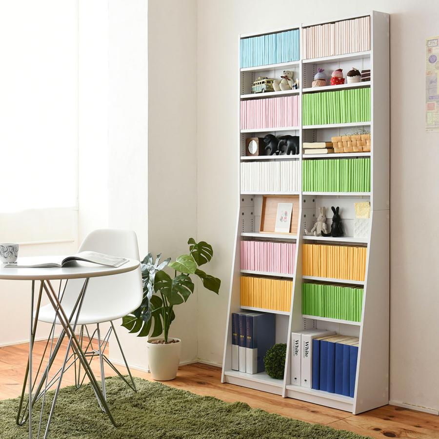 配送無料 薄型文庫本収納ラック W900 D120-240 H1800 ブックシェルフ