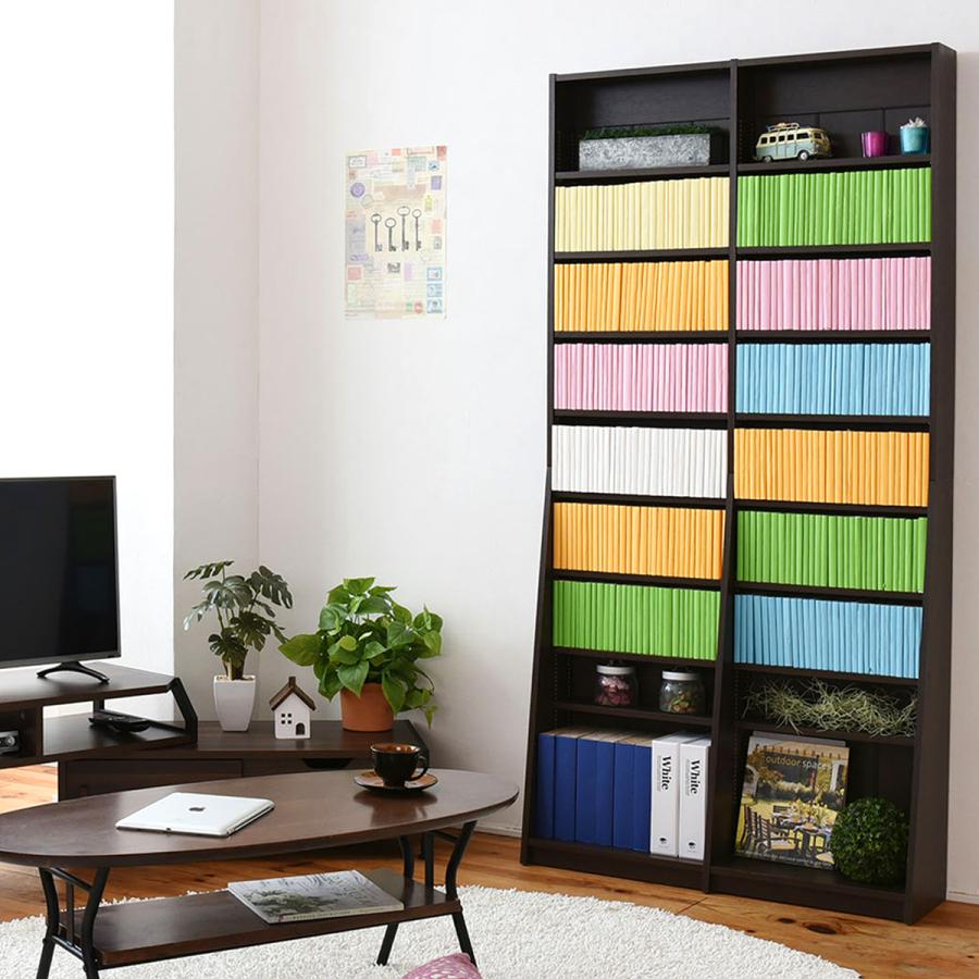 薄型文庫本収納ラック W900 D120-240 H1800 ブックシェルフ オープン