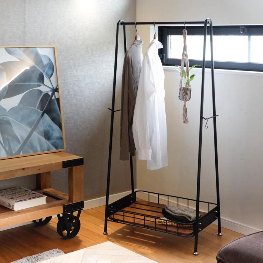 ハンガーラック コートハンガー 洋服掛け 木製 スチール パイン材 天然木 オープンラック 幅61.5cm 奥行45cm 高さ138cm 収納 アジャスター_2
