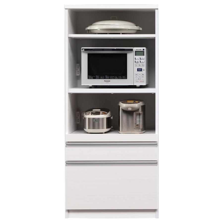レンジボード 食器棚 キッチンボード 家電収納棚 幅70cm 奥行46cm 高さ165cm 大川家具 国産 完成品 モイス EBコート 白柾目_1