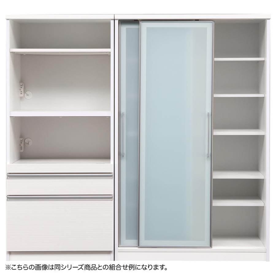 レンジボード 食器棚 キッチンボード 家電収納棚 幅70cm 奥行46cm 高さ165cm 大川家具 国産 完成品 モイス EBコート 白柾目_4