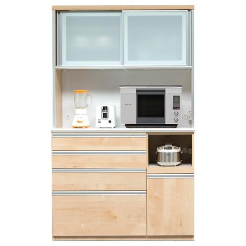 カップボード キッチンボード 食器棚 キッチン収納 幅120cm 奥行48cm 大川家具 国産 日本製 北欧 メラミン ソフトクローズの画像
