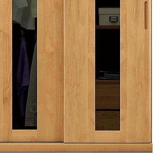 ミラー付きワードローブ120 整理箪笥　洋服タンス　ダークブラウン焦茶 ハーモニー スライドワードローブ 幅120 TAKE 大川家具 国産